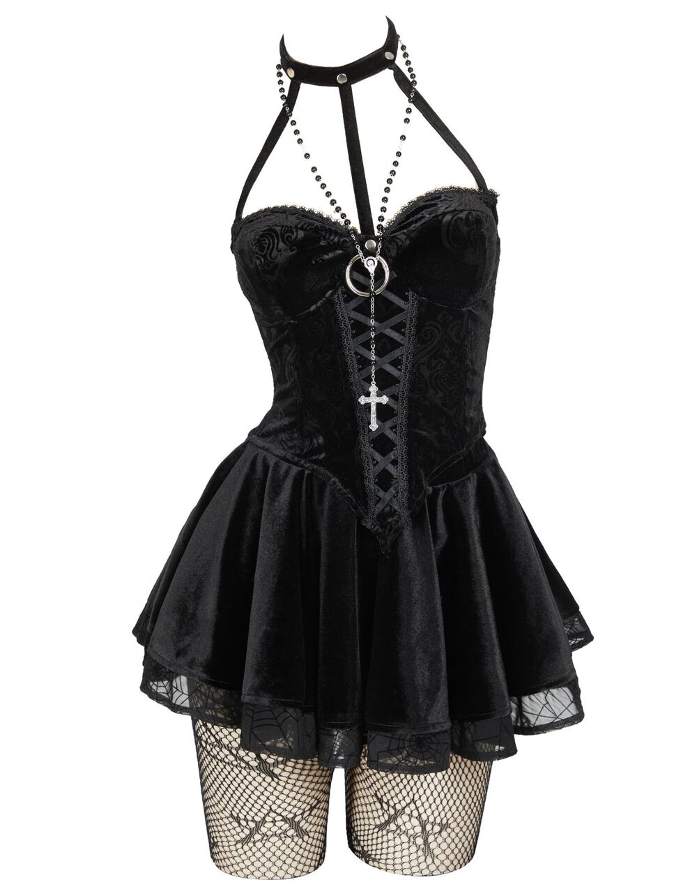 4575 MEOWCOS Corset Top Skirt Set Gothic Halloween Casual Party Dress